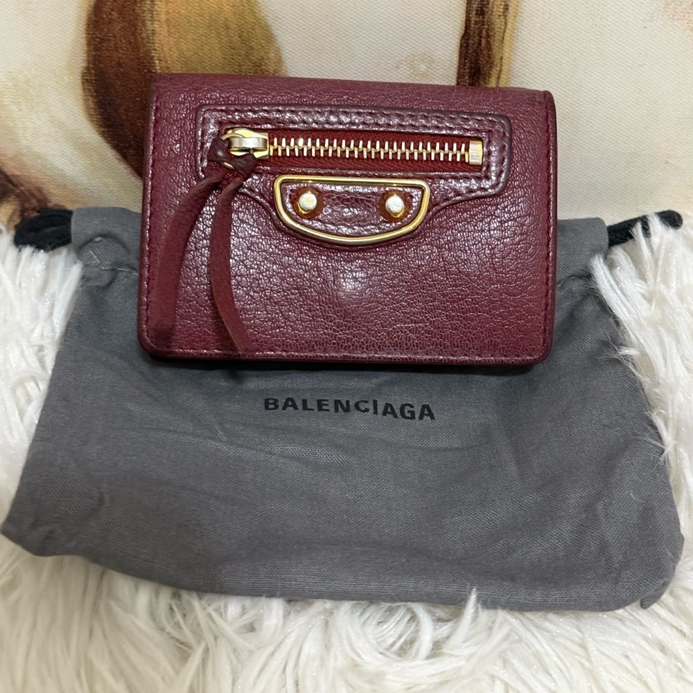 Balenciaga Bordeaux Leather
Trifold Wallet